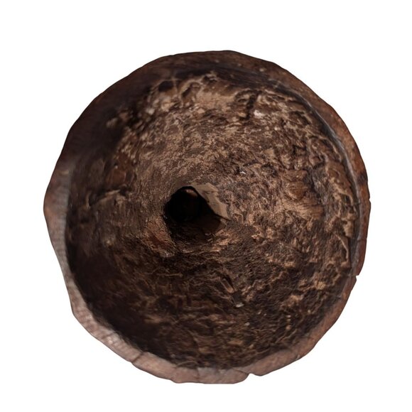 Hand-Carved Wooden Candle Holder with Metal Accent Rustic - Picture 11 of 16